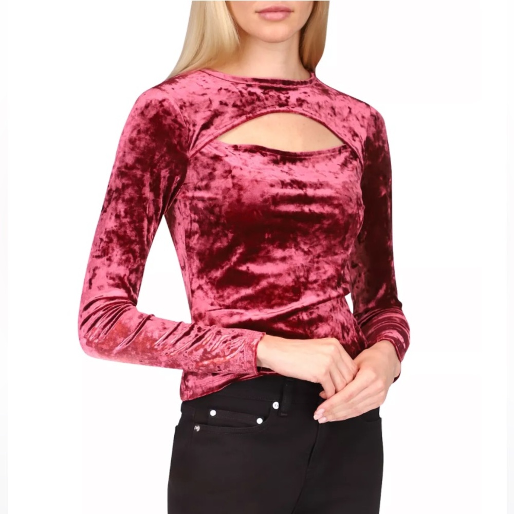 Michael Kohrs Velvet Cutout Detail Top
